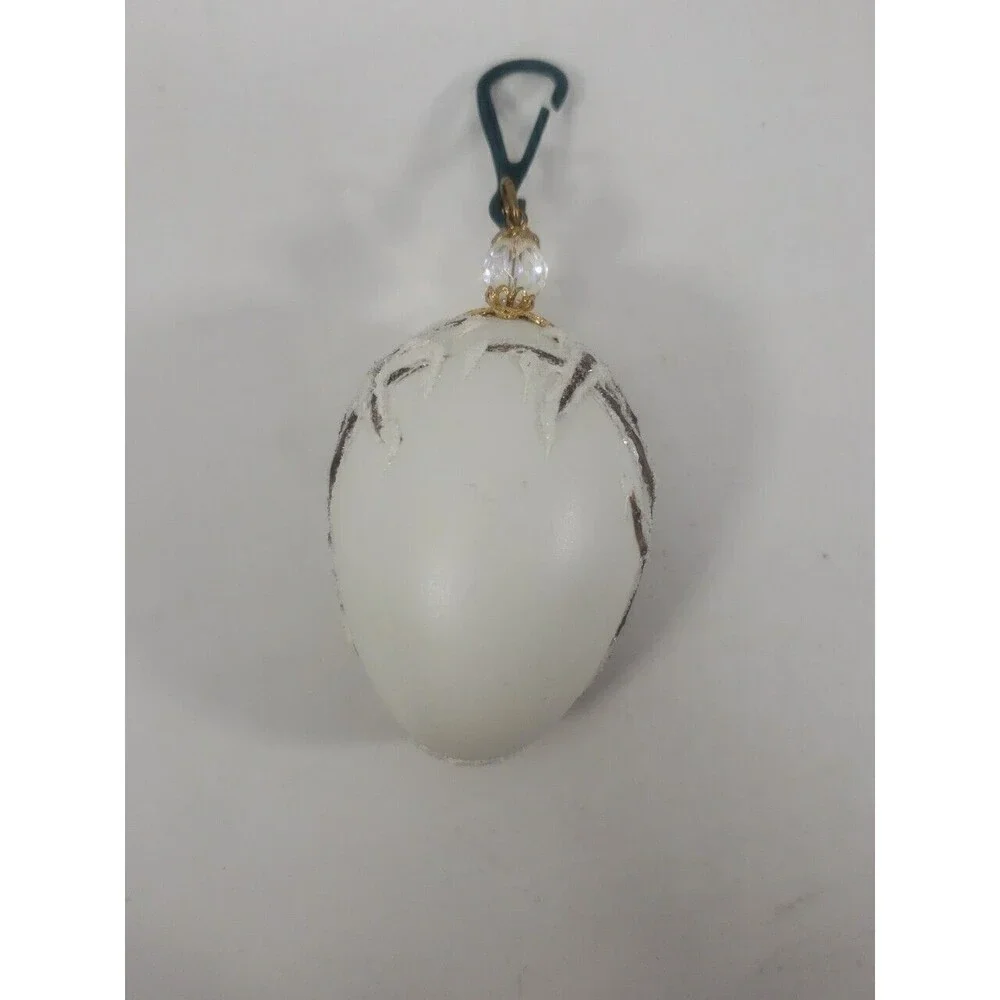 Vintage Elegant Egg Ornament Lovebirds Handcrafted Egg Artist Initials Christmas